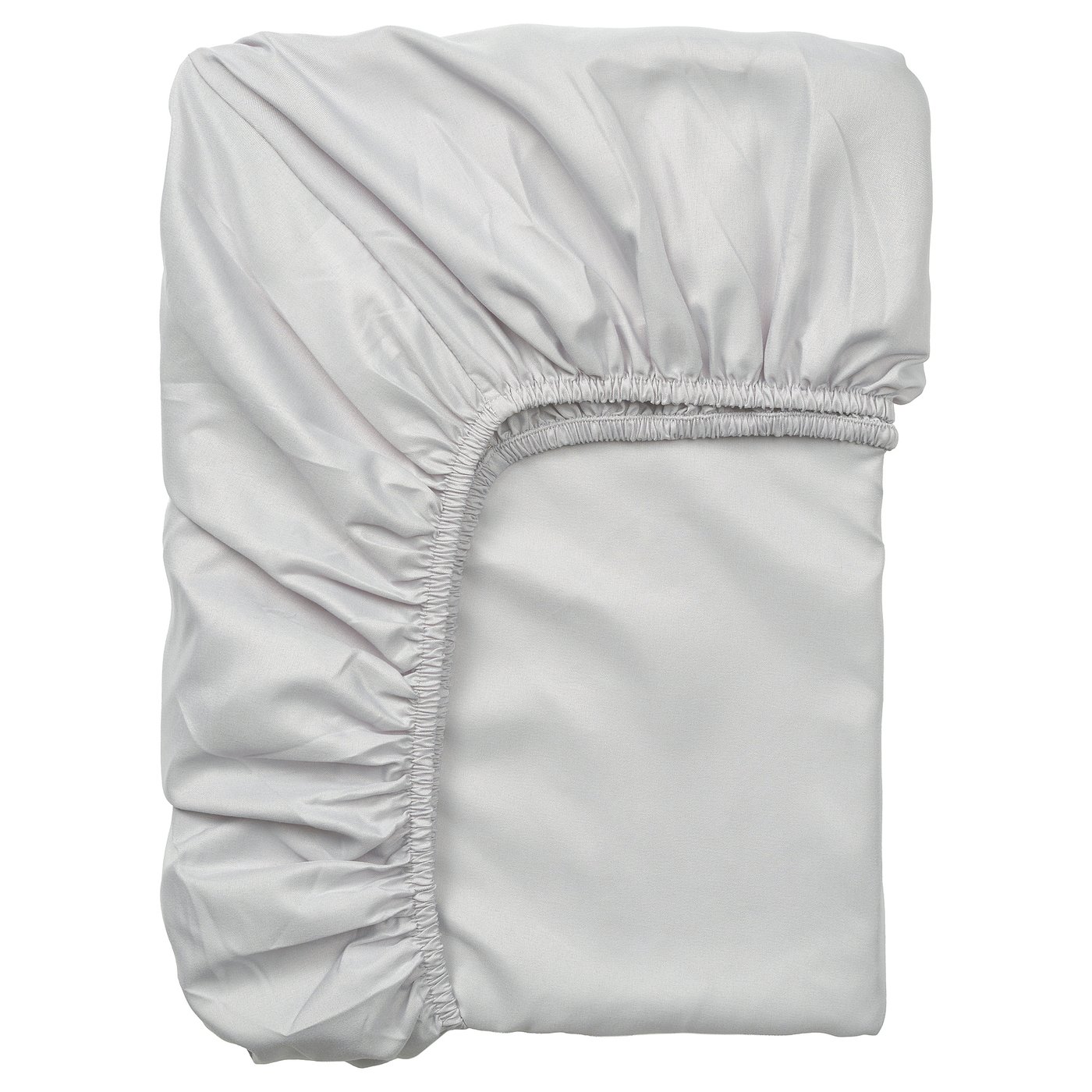 BÄRGLIM grey fitted sheet, recycled polyester, elastic edges.