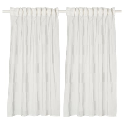 BERGNEJLIKA Net curtains, 1 pair, white/with heading tape, 145x135 cm