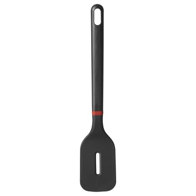 Black BESINNING silicone spatula, red ring, soft edges, non-scratch, heat-resistant.