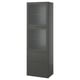 A black BESTÅ cabinet with three sections: two glass doors and two drawers.