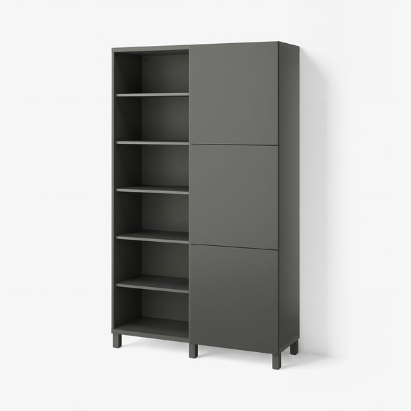 BESTÅ Storage combination with doors, dark grey/Lappviken/Stubbarp dark grey, 120x42x202 cm