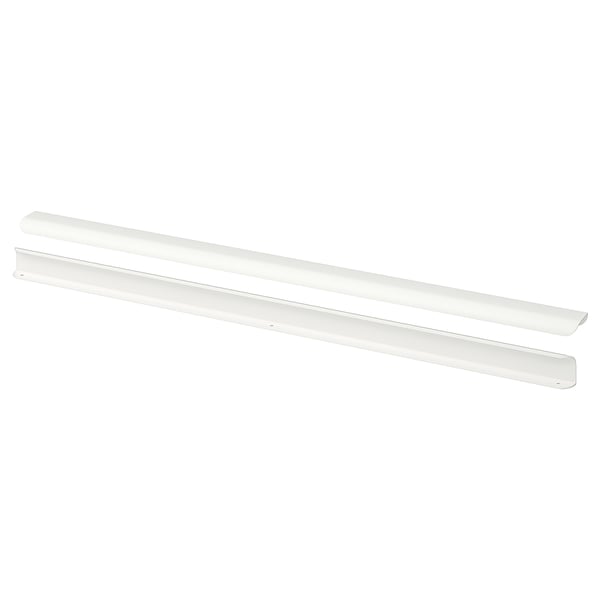 Two white modern rectangular handles, sleek design, made of aluminium.