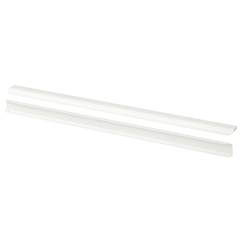 Two white modern rectangular handles, sleek design, made of aluminium.