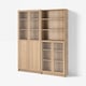 BILLY / OXBERG Bookcase comb w panel/glass doors, oak effect, 160x30x202 cm