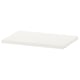 White rectangular shelf, flat surface, simple design, made of particleboard with plastic edging.