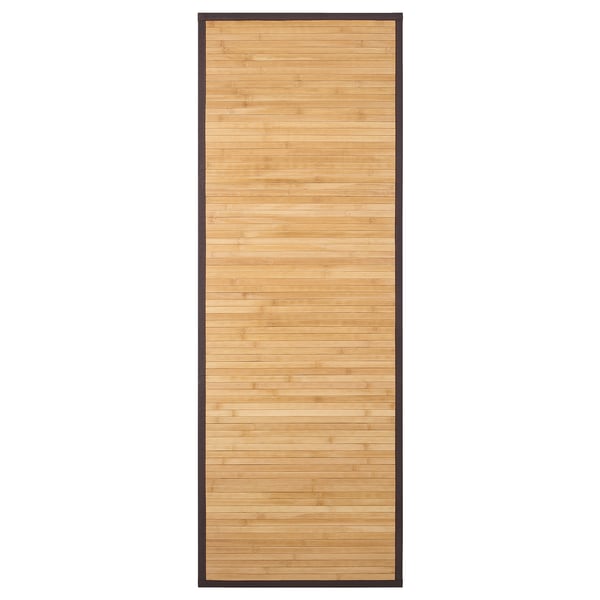 BLANGSLEV bamboo rug, natural colour, rectangular shape, w/ black border & anti-slip backing.