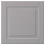 BODBYN cabinet door, soft grey with bevelled edges, square-shaped, smooth lacquered fiberboard.