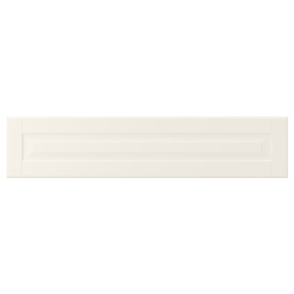 White BODBYN cabinet door with bevelled edges, smooth lacquer, and traditional design.