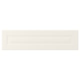 Off-white BODBYN cabinet with bevelled panels and lacquered finish.