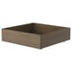 BRUKSVARA brown wooden under-bed storage box with wheels.