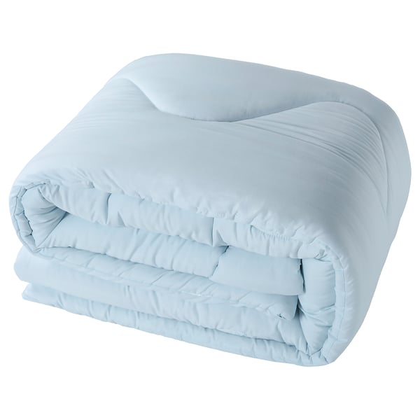 BRUKSVARA blue duvet, round edges, soft quilted texture, recycled polyester.