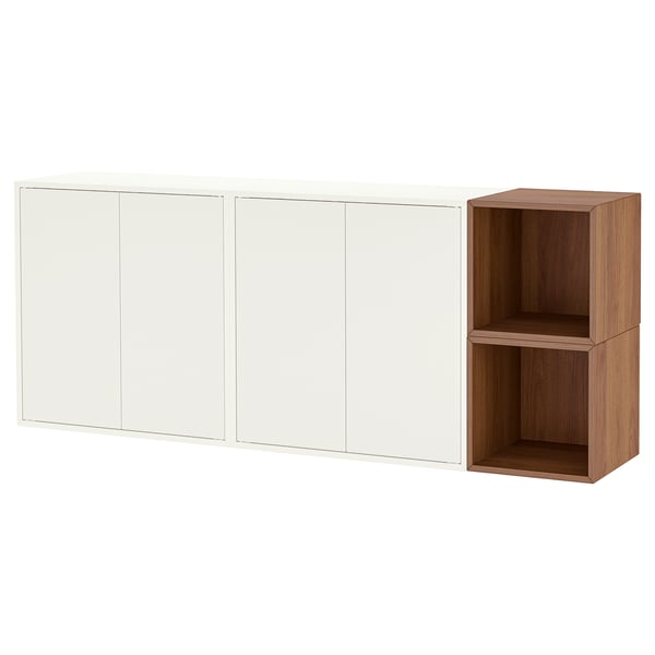 White & wooden wall-mounted storage units, modern design.