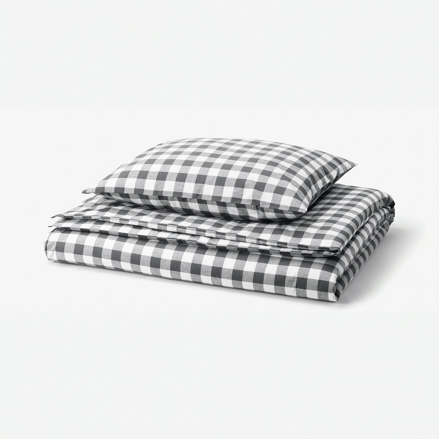 EKTANDVINGE duvet set with gingham check in anthracite & white, 100% organic cotton.