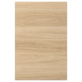 An ikea ENHET cabinet door in a light brown wood finish. Its square-shaped with a smooth, practical surface.