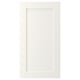 A white, rectangular cabinet door with a simple, modern design and a smooth surface.
