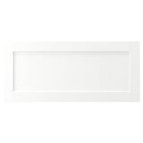 White ENKÖPING cabinet with wooden texture, rectangular shape, framed design.