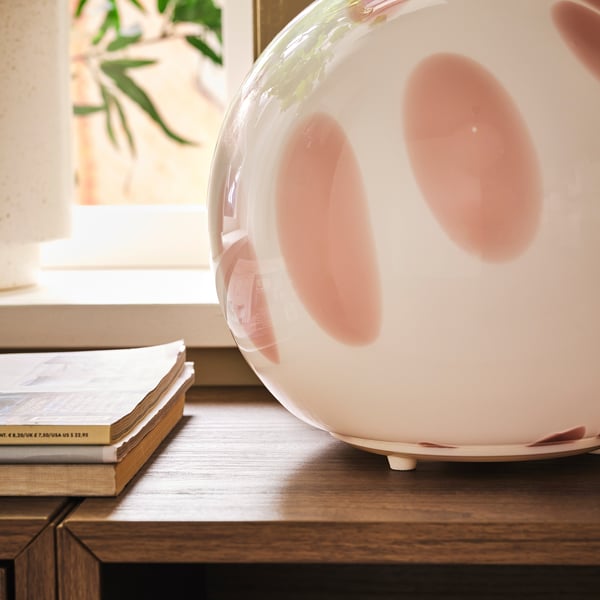 FADO Table lamp, pink/glass, 25 cm