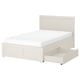 Fågel fjället white bed with large storage drawers on wheels.