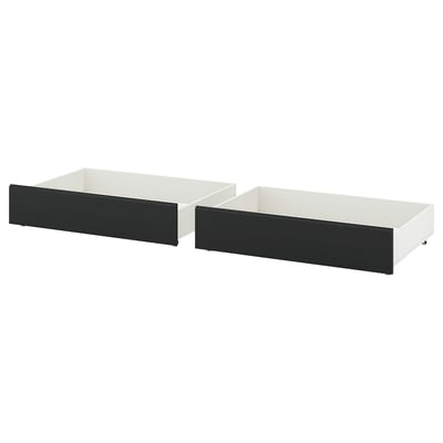 FÅGELFJÄLLET Bed storage box, set of 2, black oak effect, 200 cm