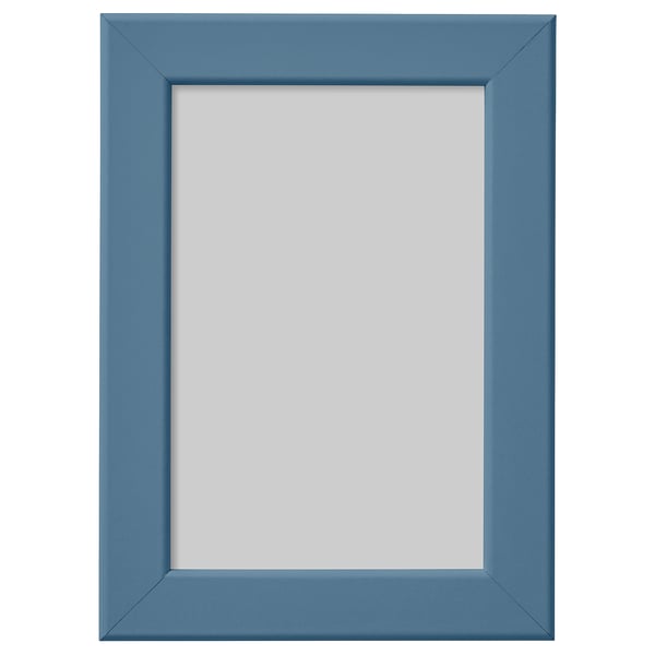 A blue rectangular picture frame with minimalist design.