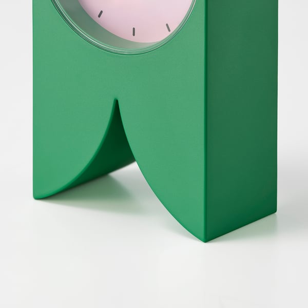 FLODKRÄFTA Clock, green/pink, 8x15x4 cm