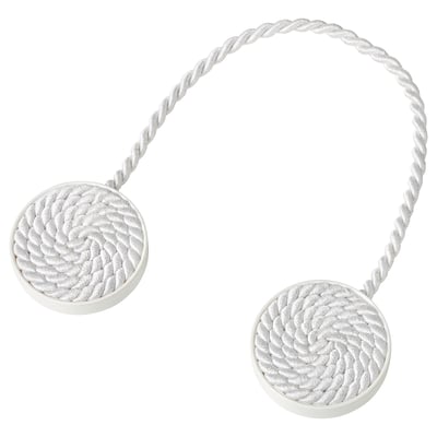 FÖNSTERBOMAL tie-backs, white, rope-style, circular magnets, decorative.