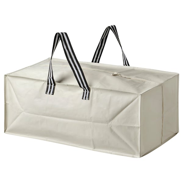 Beige GÖRSNYGG bag with handles, rectangular, zip closure, polyester/polypropylene, for storage/transport