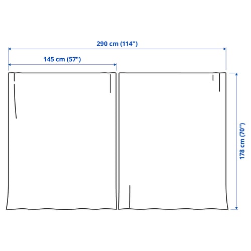 HÄLLEBRÄCKA Sheer curtains, 1 pair, light beige/with heading tape, 145x178 cm