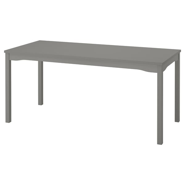 HAUGA rectangular dining table, grey, wood, four legs, simple, traditional design.
