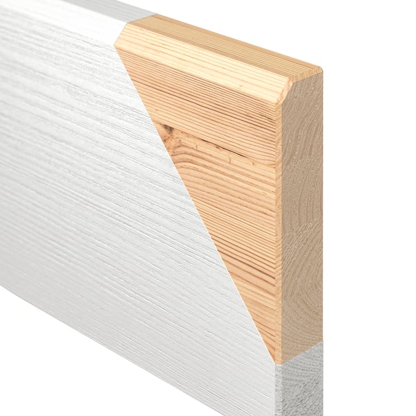 HAVSTA sideboard corner in light wood and white, showcasing natural wood grain and modern design.