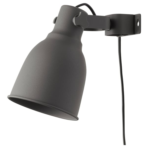 HEKTAR black lamp, adjustable shade, metal finish, factory style.