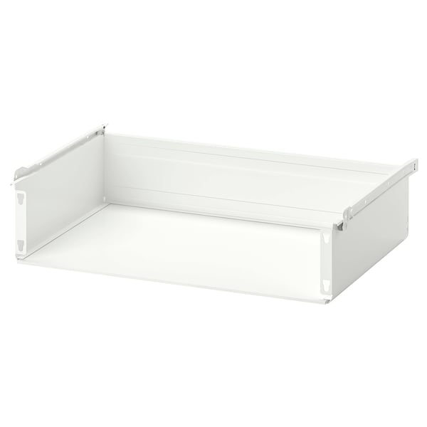White HJÄLPA drawer, rectangular, steel and plastic, smooth edges.