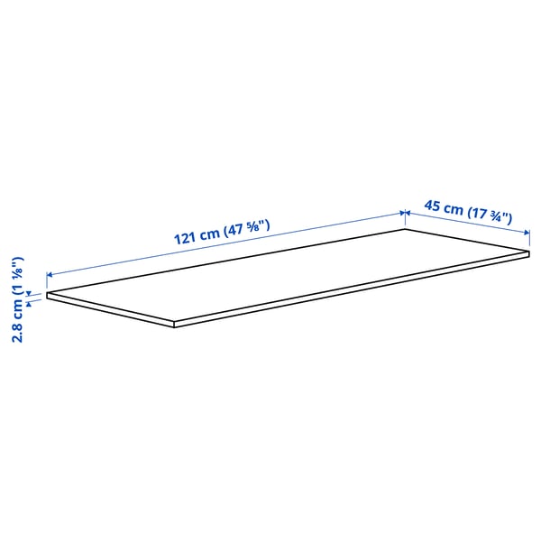 HOLMARED Worktop, bamboo/veneer, 121x45x2.8 cm