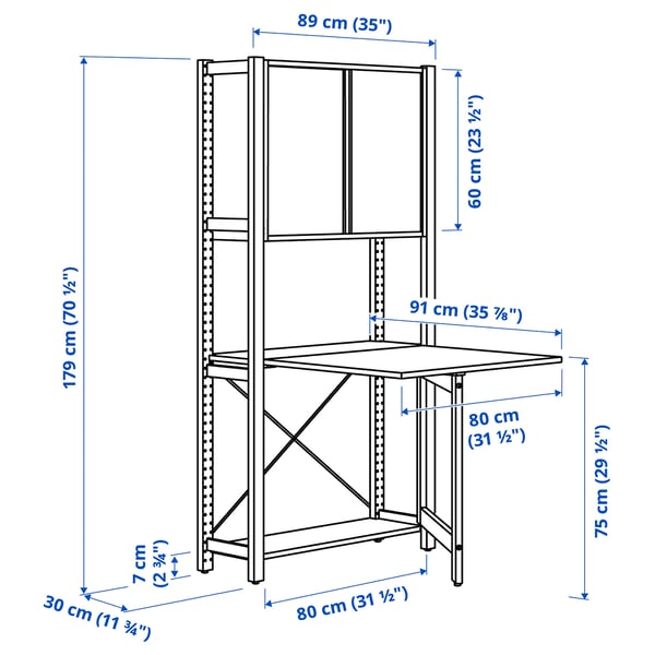 Illustration with measurements for the product: IVAR.