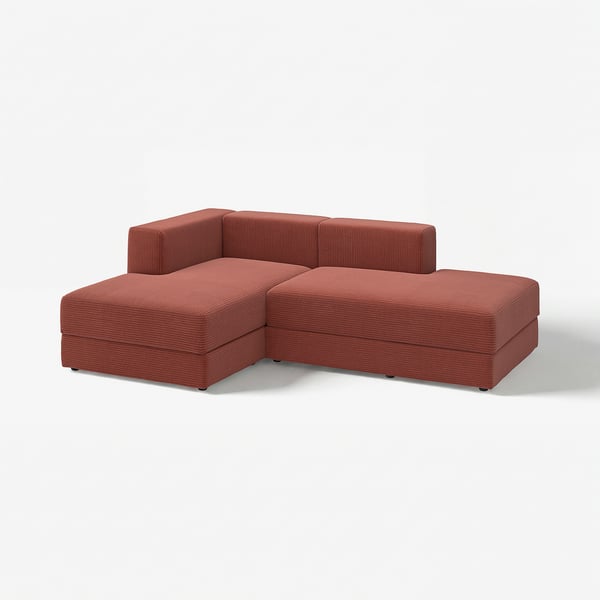 Red JÄTTEBO modular sofa in corner setup, rectangular with deep seats and clean lines.