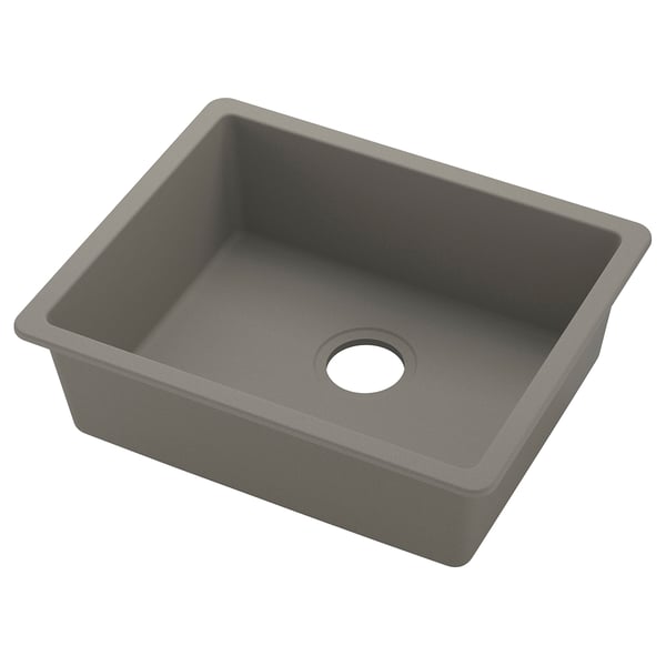 KILSVIKEN grey quartz sink, rectangular, single basin, modern design.