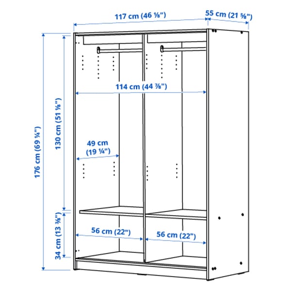 Illustration with measurements for the product: KLEPPSTAD.