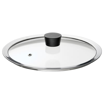 KLOCKREN clear glass lid, black handle, fits 24 cm pans.
