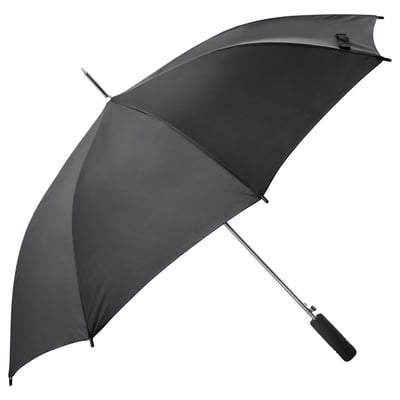 KNALLA black umbrella, automatic open, sturdy, windproof, recycled polyester.