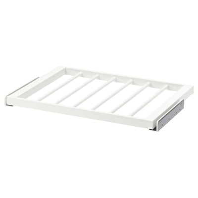 KOMPLEMENT white trouser hanger, metal, rectangular grid design, easy access, smooth glide.