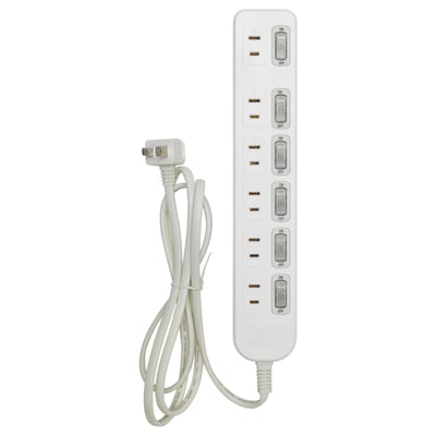 KOPPLA surge protector with 6 sockets and usb ports, made of abs and polycarbonate.