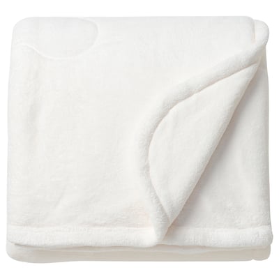 Folded white KRANSSALVIA fleece blanket, soft & warm, embossed pattern, rectangular shape.