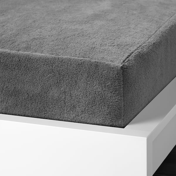 Grey fleece blanket shown folded on white surface, demonstrating its soft, thick texture.