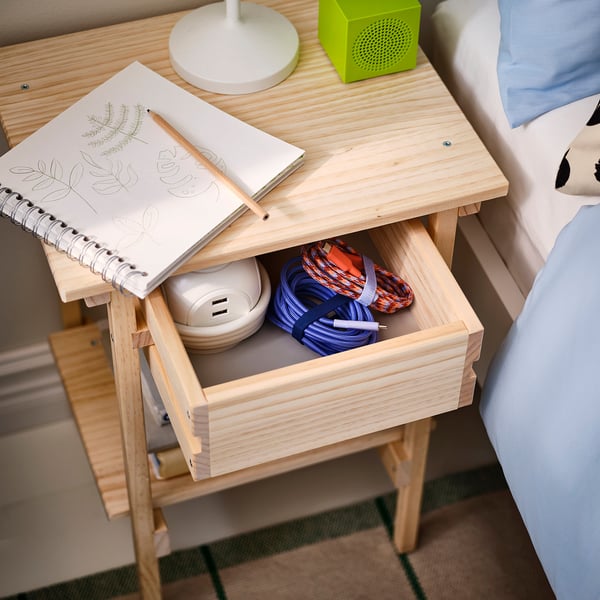 KRONÖREN Bedside table, pine, 39x32x55 cm