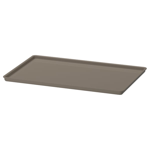 A KUGGIS rectangular storage lid in dark beige, made of recycled pet plastic.