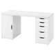 A white LAGKAPTEN desk with a patterned top and a door. It includes five drawers, suitable for storage.