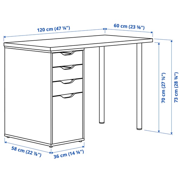 LAGKAPTEN / ALEX Desk, white, 120x60 cm