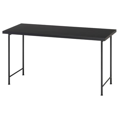 LAGKAPTEN: black desk, rectangular with metal legs.