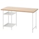 LAGKAPTEN desk: light wood top, white metal legs, 2 shelves for storage, modern design.