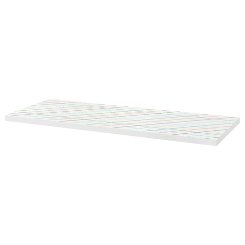 LAGKAPTEN white table top, square grid pattern, fibeboard & particleboard, rectangle shape.